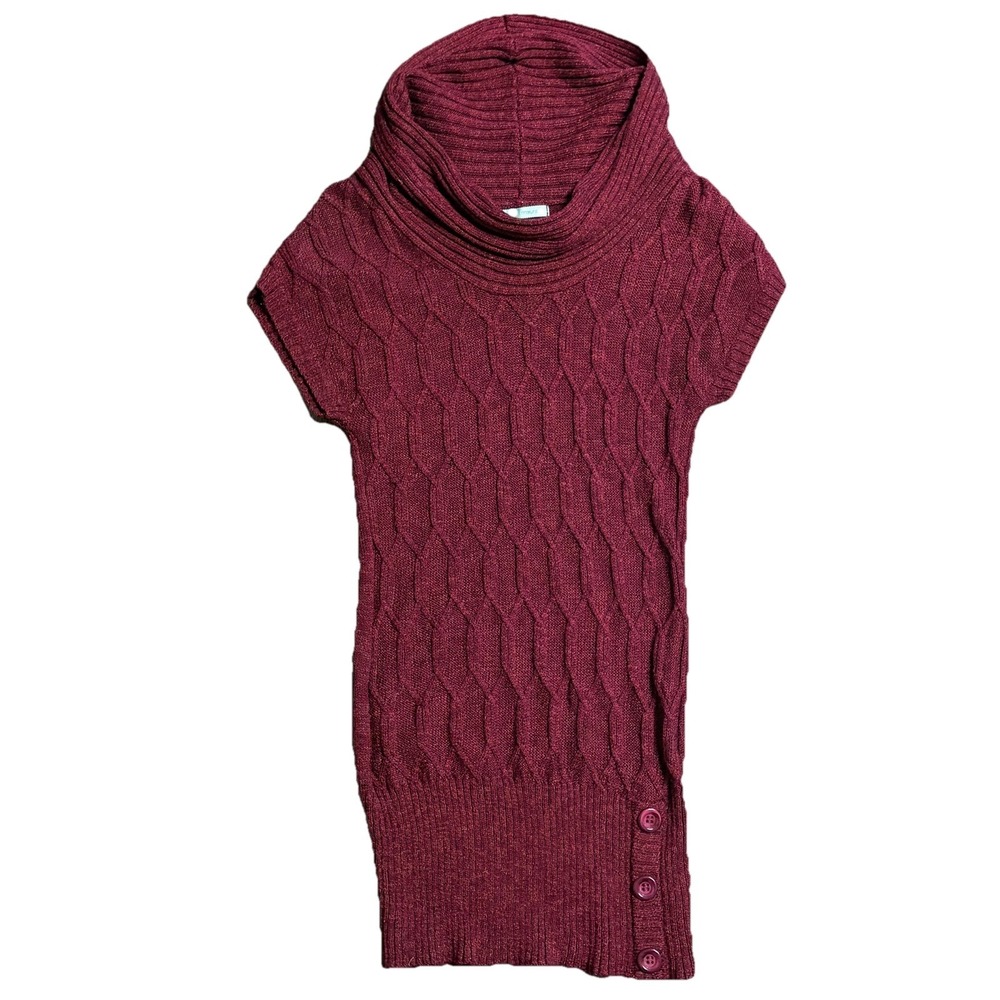 Maurices Burgundy Cable Knit Cowl Neck Mini Sweater Dress Y2K Smallβ
